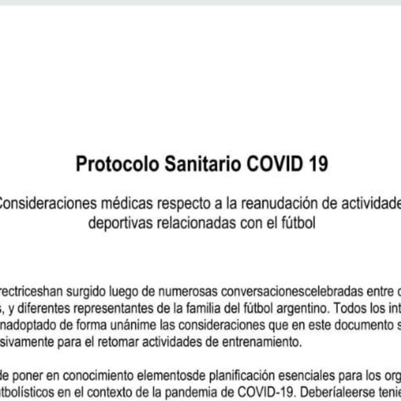 TyC Sports reveló el protocolo de AFA para volver a los entrenamientos