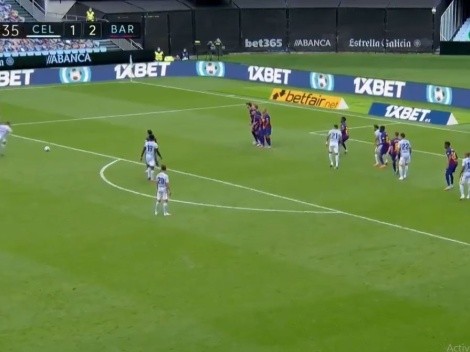 Minuto 87 y Iago Aspas puso el 2-2 ante Barcelona de un golazo de tiro libre