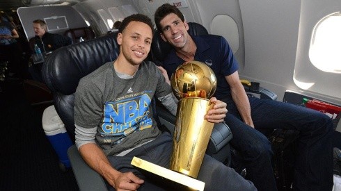 Stephen Curry y Bob Myers (Getty Images)