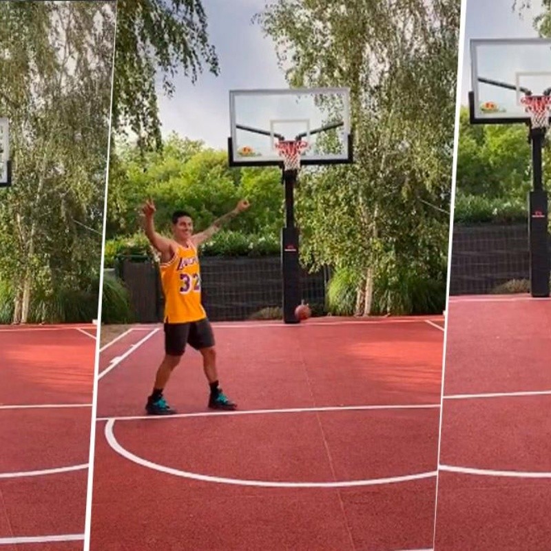 ¿Cambia de deporte? James se puso la de los Lakers y enchufó un canastón en TikTok