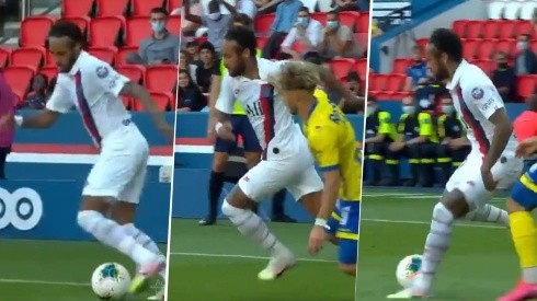 Neymar sin ropa: salva el balón, ridiculiza al rival y tira un pase no look