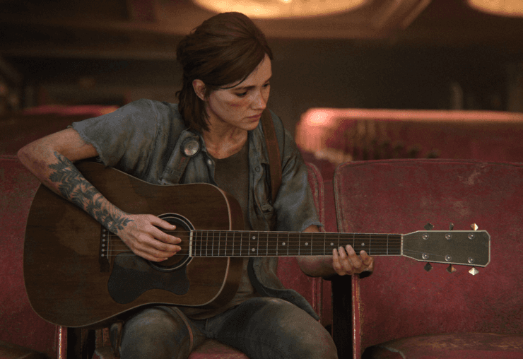 Escena de Ellie en un teatro en The Last of Us Parte II.