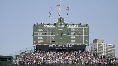 Scoreboard from a Cubs-Phillies game at Wrigley Field. (Getty)