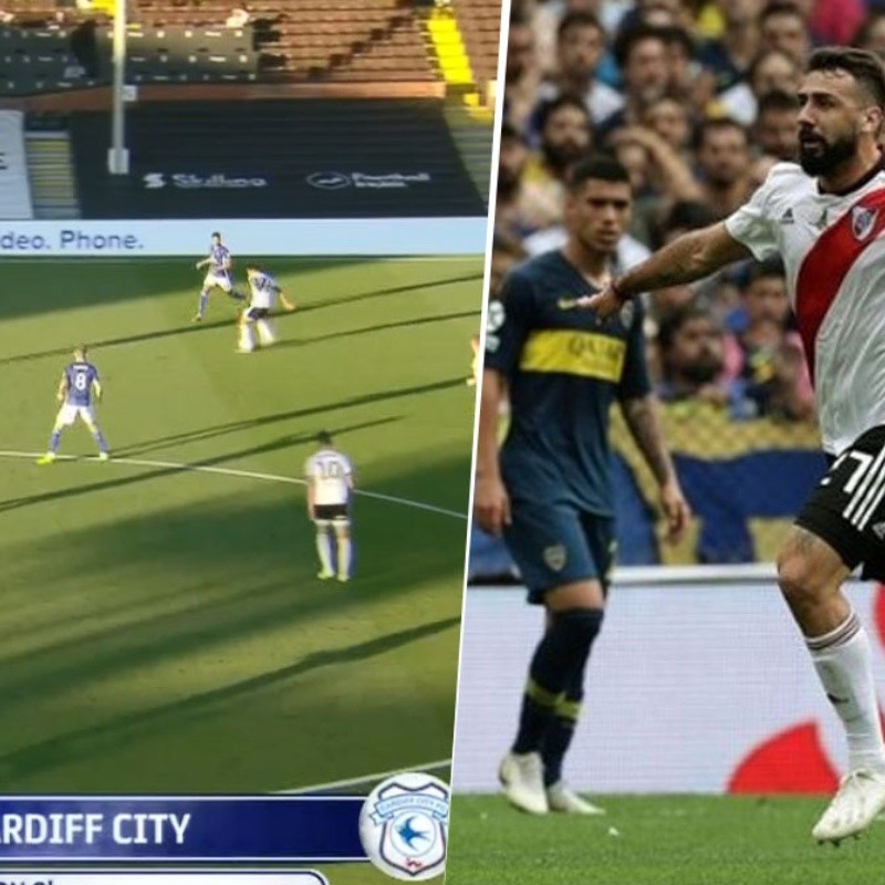 En Inglaterra emularon el gol de River a Boca sacando del medio