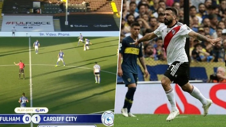 En Inglaterra emularon el gol de River a Boca sacando del medio