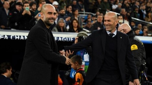 Una postal de Guardiola y Zidane en el partido de ida.