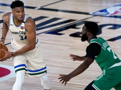 Jaylen Brown publicó una historia en Instagram de Giannis y un árbitro