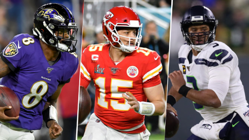 Lamar Jackson, Patrick Mahomes y Russell Wilson (Getty Images)