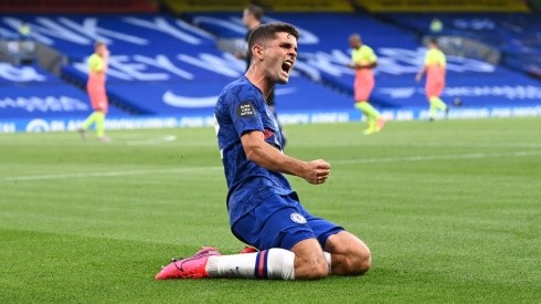 Christian Pulisic of Chelsea celebrates after scoring a goal against Manchester City (Getty).