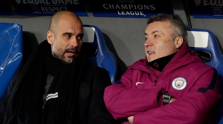 Domènec Torrent e Pep Guardiola no Manchester City. (Foto: Getty Images)