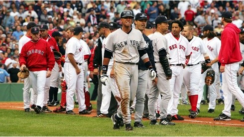 Álex Rodríguez of the New York Yankees after a brawl with the Boston Red Sox. (Getty)