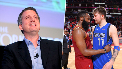 Bill Simmons, James Harden y Luka Doncic (Getty Images)