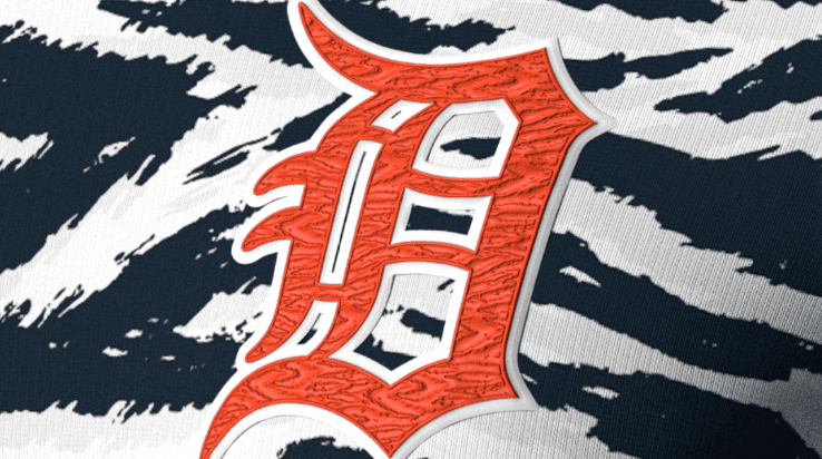 Detroit Tigers (Orange): Logo Pattern - MLB Peel & Stick Wallpaper 24” x 10’ 21 SF