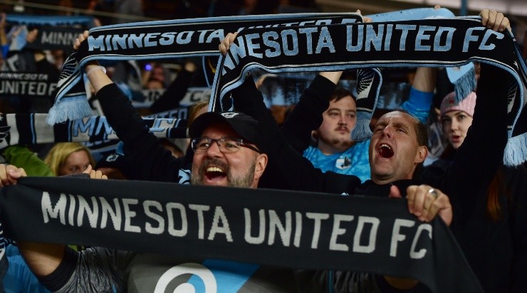 Minnesota United fans cheer as the team is introduced before a game against the Los Angeles Galaxy. (Getty)