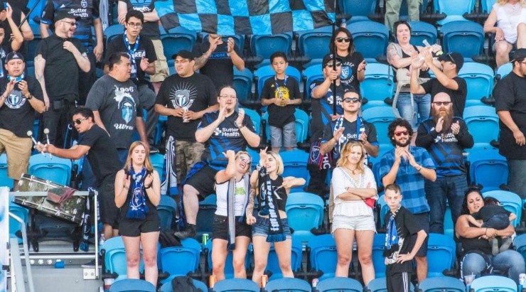Earthquake fans cheering their team during the regular season match between the Sporting Kansas City. (Getty)