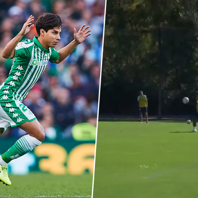 Diego Lainez y un golazo en el entrenamiento del Betis