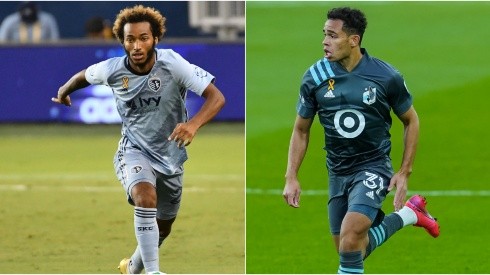 Gianluca Busio of Sporting Kans (left) and Hassani Dotson of Minnesota United (right). (Getty)