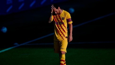 Lionel Messi en el amistoso de Barcelona.