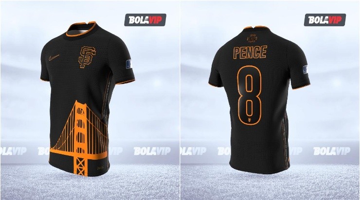 The away jersey pays homage to the characteristic bolts of the Golden Gate Bridge