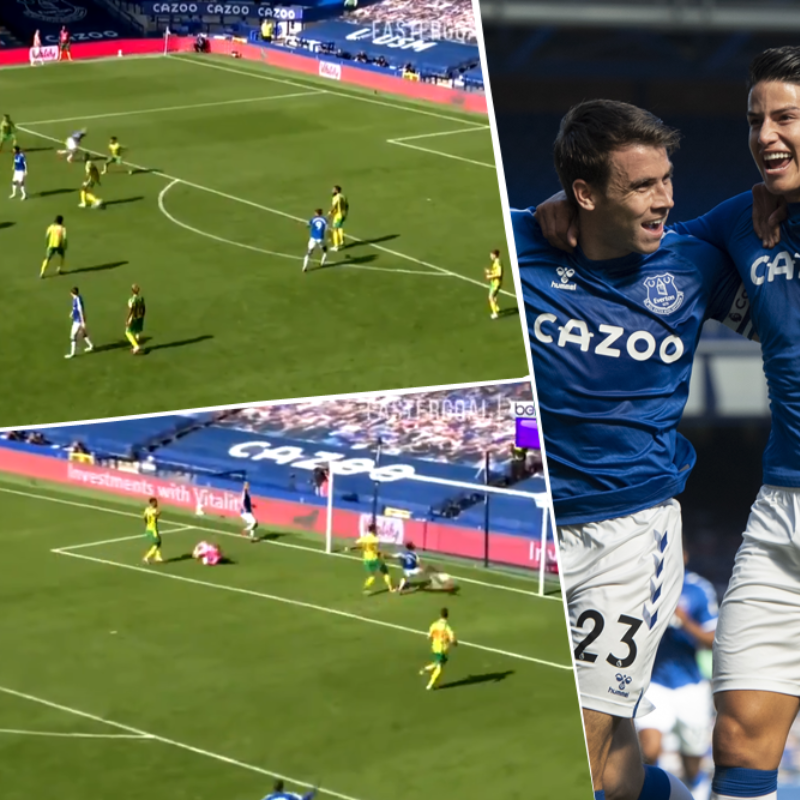 James Rodríguez se volvió loco: metió el pase de su vida y Everton gana 4-2