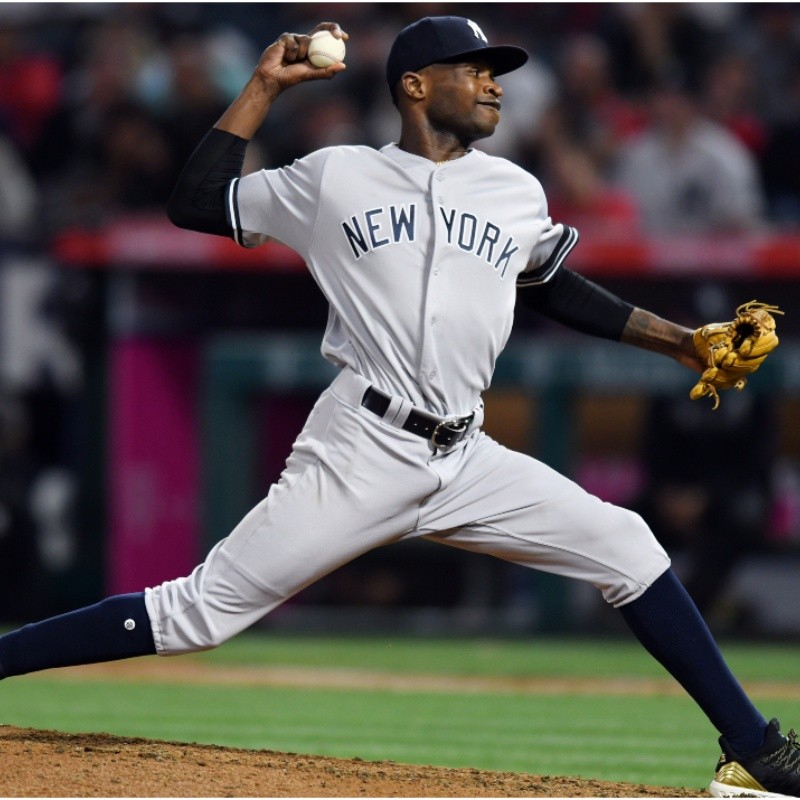 Aaron Boone makes a decision over Domingo Germán