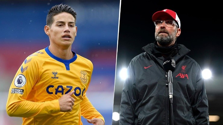 James Rodríguez y Jurgen Klopp, DT del Liverpool.