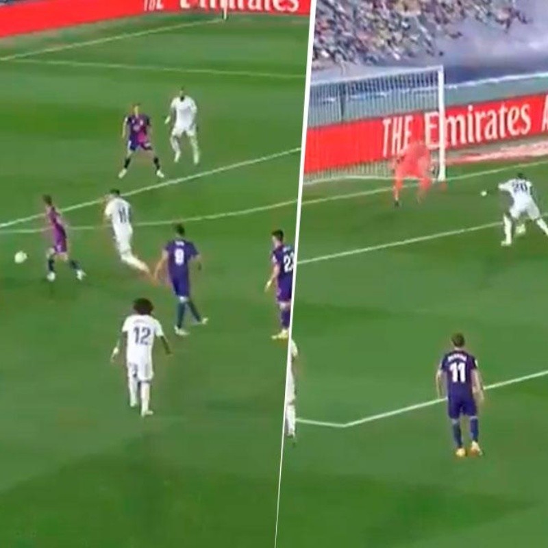 Vinicius presionó y la defensa del Valladolid hizo el resto para el gol del Madrid