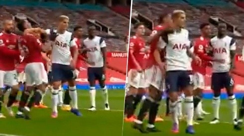 Lamela le tiró un codazo a Martial, el francés contestó con piña y se fue expulsado