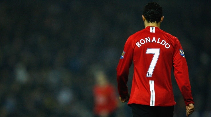 Cristiano Ronaldo of Manchester United walks away during a Premier League game. (Getty)