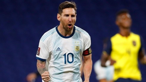 Lionel Messi of Argentina celebrates after scoring against Ecuador (Getty).