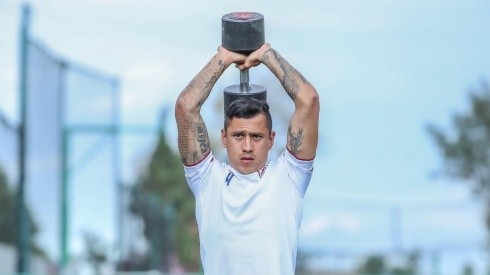 Julio César Domínguez en el entrenamiento de este lunes