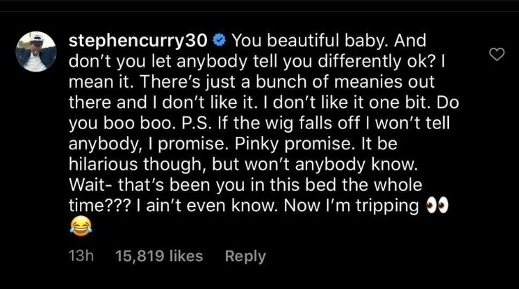 Curry had his girl’s back. (via Instagram)
