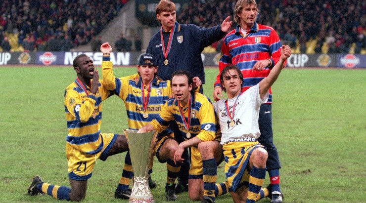 1999 UEFA Cup Final, Moscow, 12th May 1999, Parma 3 v Marseille 0. (Getty)