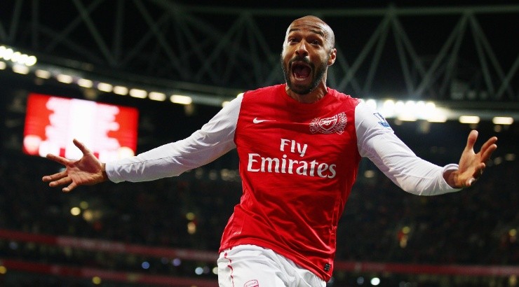 Thierry Henry of Arsenal celebrates scoring during the FA Cup Third Round match between Arsenal and Leeds United. (Getty Images)