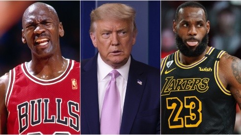 Michael Jordan (left), Donald Trump (middle), & LeBron James. (Getty)