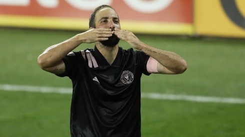 Gonzalo Higuaín de Inter Miami celebra después de anotar un gol (Getty).