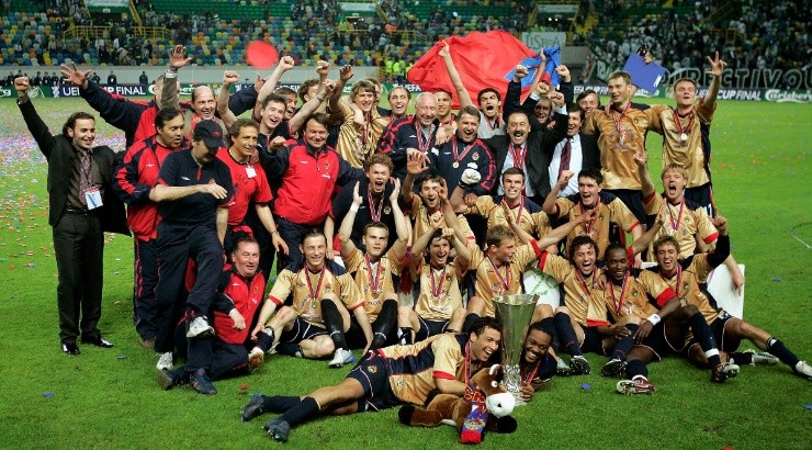 CSKA Moscow after winning their first UEFA Cup. (Getty)