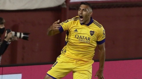 Boca Juniors' Ramón 'Wanchope' Ábila celebrates after scoring against Lanús (Getty).