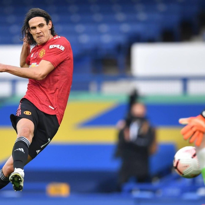 Video: Edinson Cavani le anotó al Everton de James en la última pelota