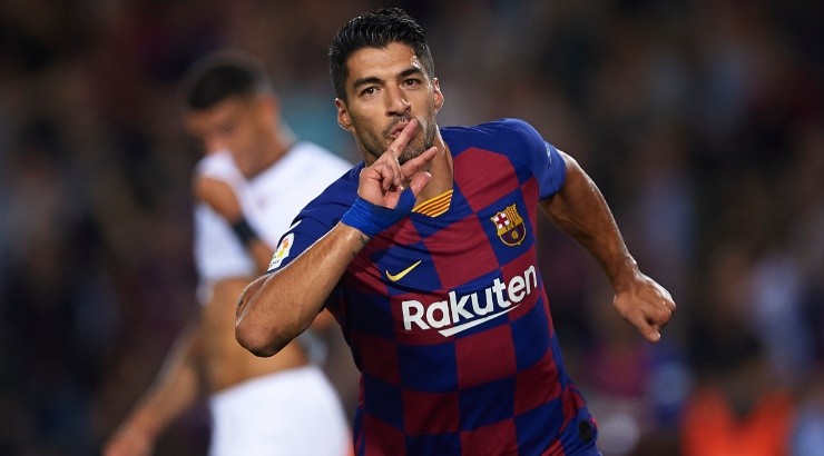 Luis Suarez of FC Barcelona cel during the Liga match between FC Barcelona and Sevilla FC. (Getty)