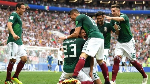 La Selección Mexicana celebra el 1-0 ante Alemania.