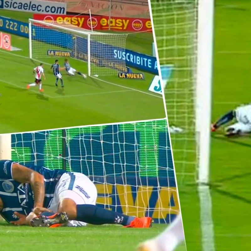 Herrera quiso sacarle el gol a Pratto, se estrelló contra el palo y tuvo que ser reemplazado