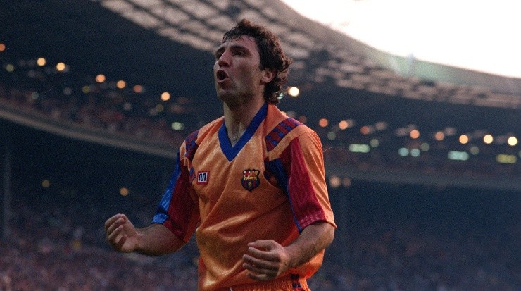 Barcelona&#039;s Hristo Stoichkov celebrates winning the Football, European Cup in 1992. (Getty)