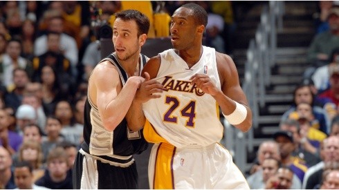 Manu Ginóbili guarding Kobe Bryant. (Getty)