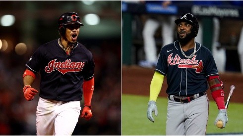 Indians' Francisco Lindor (left) and Braves' Marcell Ozuna (right). (Getty)