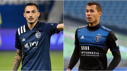 Roberto Puncec of Sporting Kansas City (left) and Luis Felipe of San Jose Earthquakes (right). (Getty)