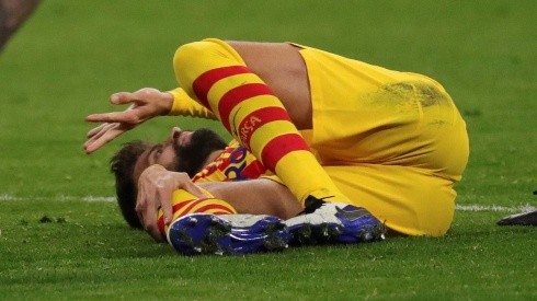 El momento de la lesión de Gerard Piqué.