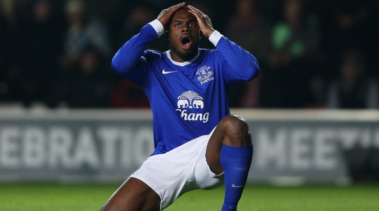 Victor Anichebe of Everton reacts after a missed chance. (Getty)