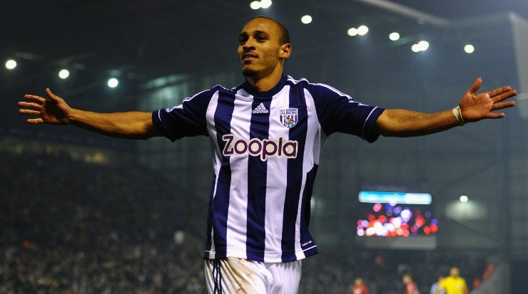 Peter Odemwingie of West Bromwich Albion celebrates goal vs Southampton. (Getty)