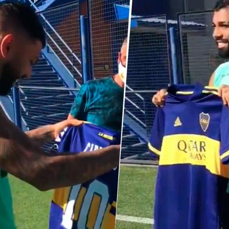 Video: a Gabigol le regalaron la camiseta de Boca y enloqueció todo Twitter